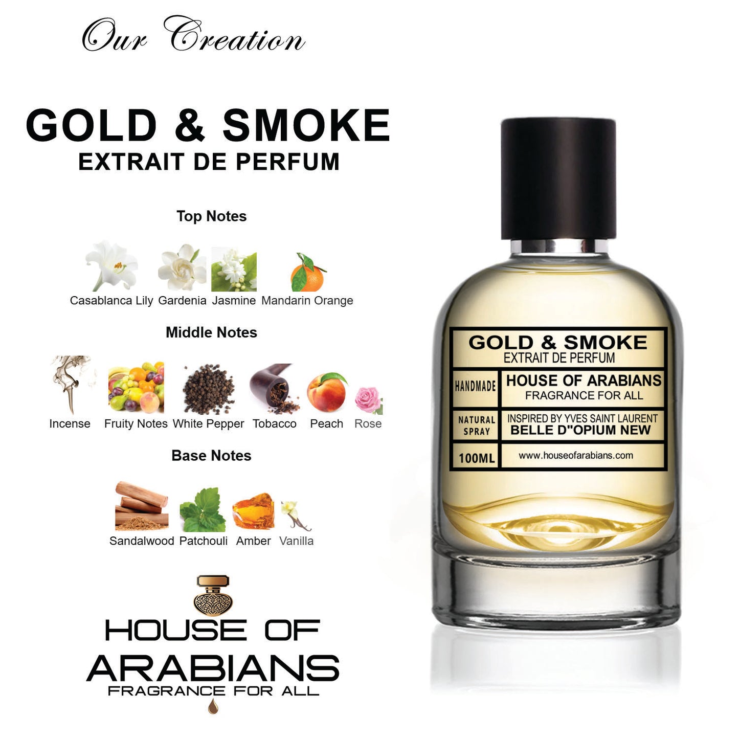 Gold & Smoke Our Creation of (Belle D"opium New Inspired by Yves Saint Laurent)