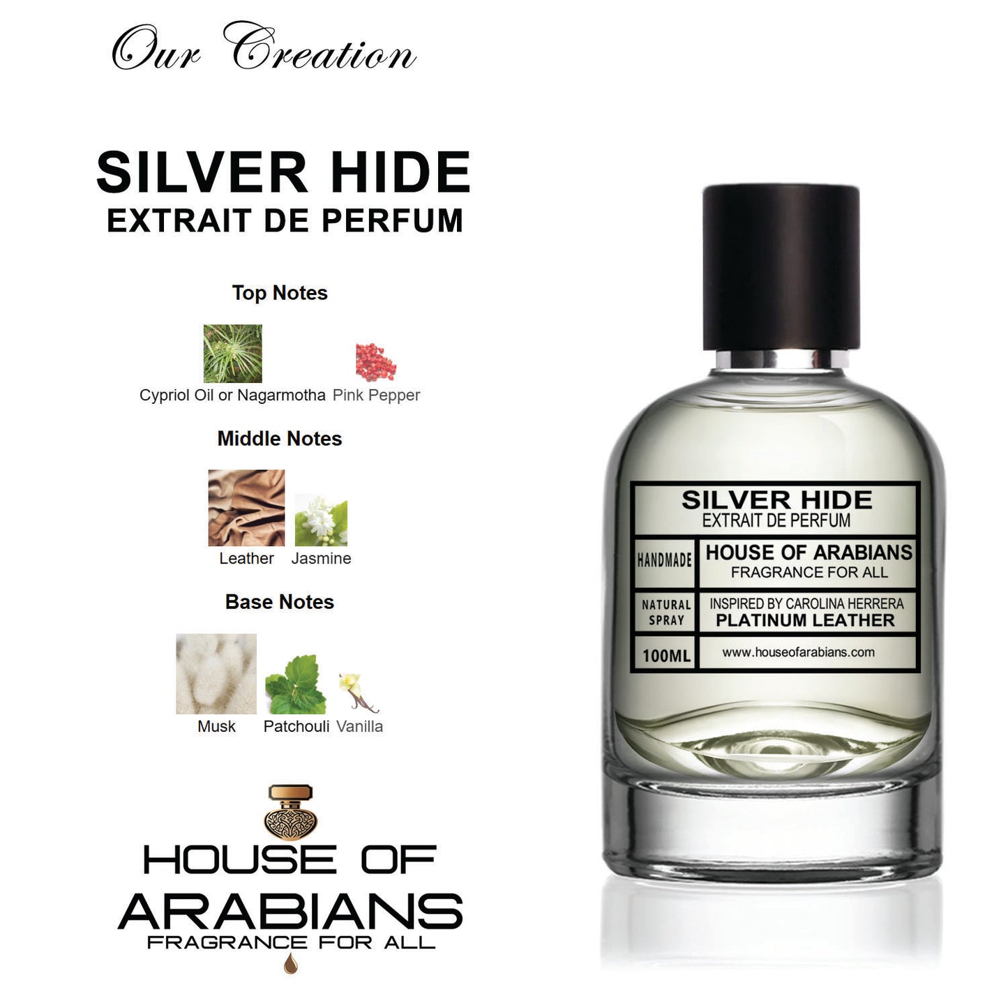 Silver Hide Our Creation of (Platinum Leather Inspired By Carolina Herrera)