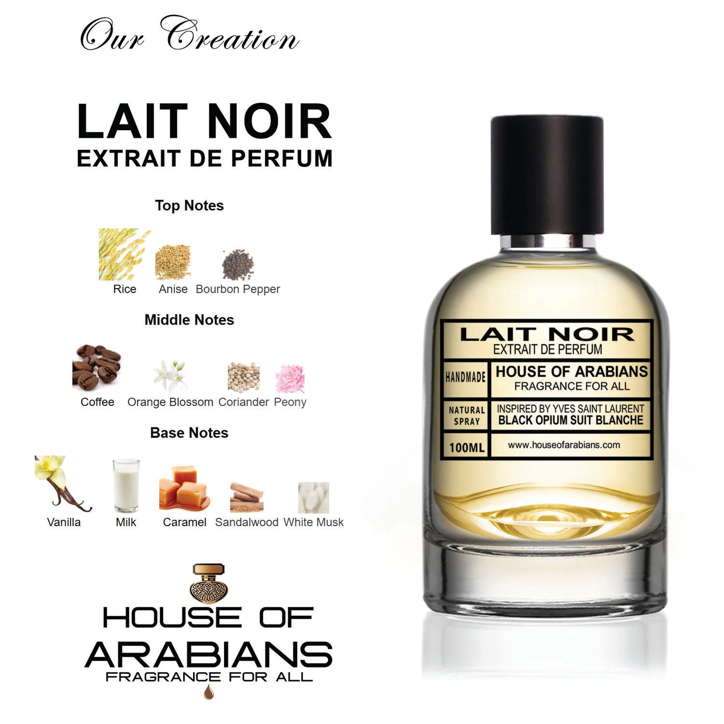 Lait Noir Our Creation of (Black Opium Suit Blanchee Inspired by Yves Saint Laurent)