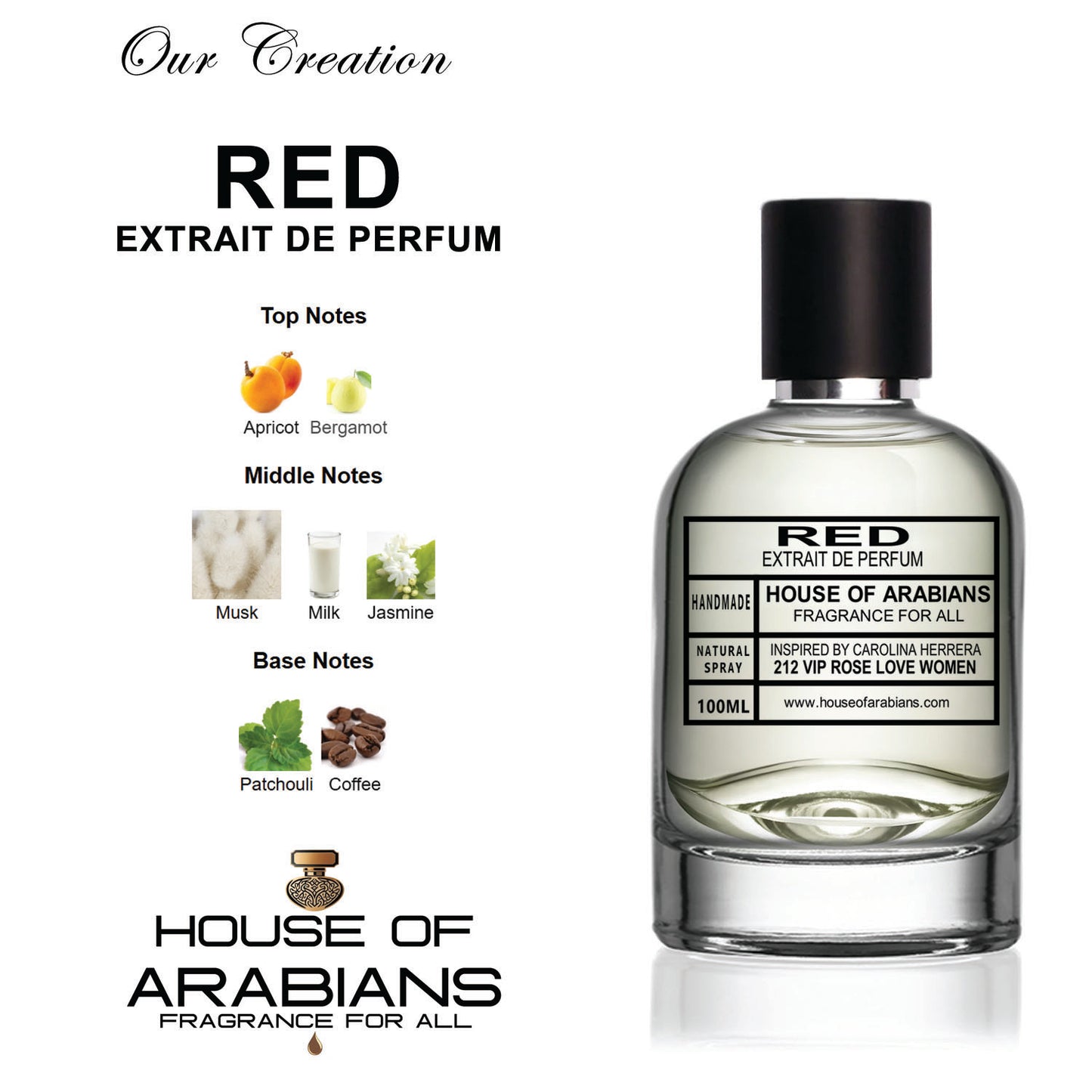 Red Our Creation of (212 Vip Rose Love Women Inspired By Carolina Herrera)