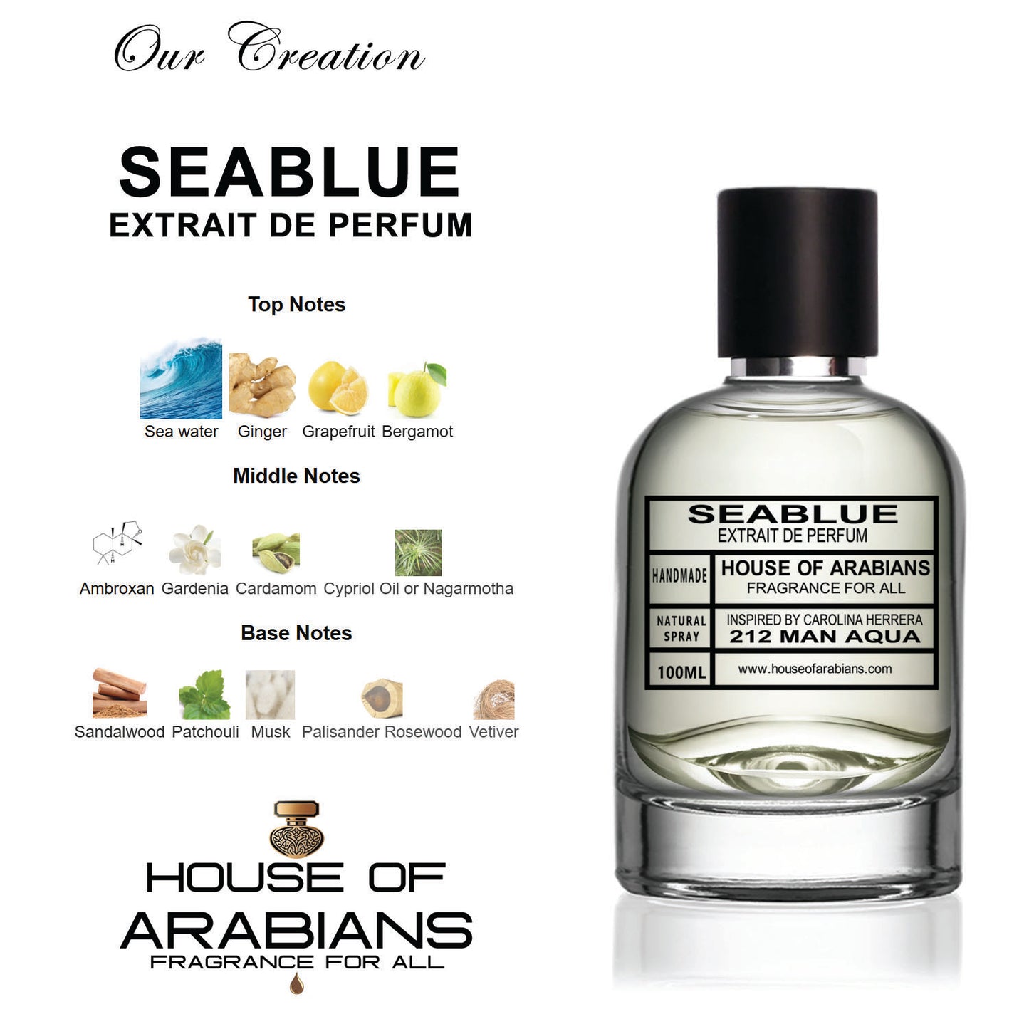 SeaBlue Our Creation of (212 Man Aqua Inspired By Carolina Herrera)